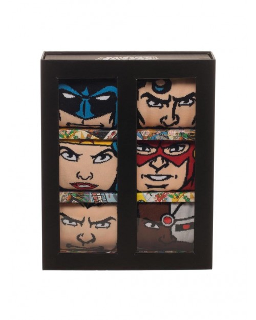 OFFICIAL DC COMICS - JUSTICE LEAGUE ALL OVER PRINT 6 PAIRS CREW SOCKS (CHARACTER COLLECTION)