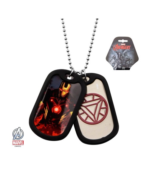 MARVEL COMICS - IRON MAN SUITED/ ARC SYMBOL DOG TAG PENDANT WITH CHAIN NECKLACE