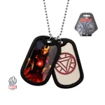 MARVEL COMICS - IRON MAN SUITED/ ARC SYMBOL DOG TAG PENDANT WITH CHAIN NECKLACE