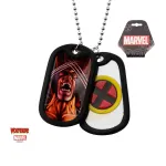 MARVEL COMICS - WOLVERINE SUITED/ X-MEN SYMBOL DOG TAG PENDANT WITH CHAIN NECKLACE