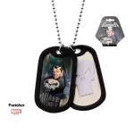 MARVEL COMICS - THE PUNISHER SUITED/ SKULL SYMBOL DOG TAG PENDANT WITH CHAIN NECKLACE