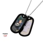 MARVEL COMICS - THE PUNISHER SUITED/ SKULL SYMBOL DOG TAG PENDANT WITH CHAIN NECKLACE