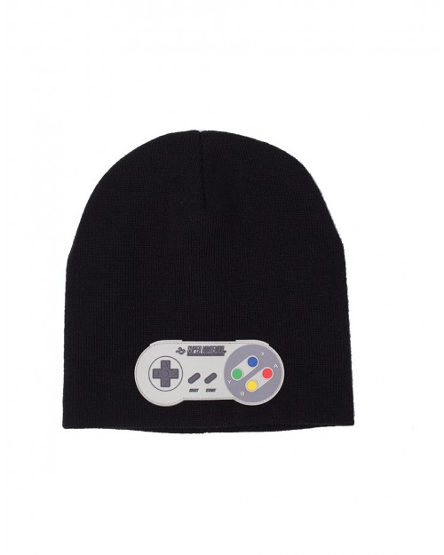 OFFICIAL SUPER NINTENDO ENTERTAINMENT SYSTEM RUBBER CONTROLLER BLACK KNITTED STYLED BEANIE