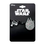 OFFICIAL STAR WARS -  HAN SOLO BLASTER AND MILLENNIUM FALCON METAL ENAMEL PIN BADGE