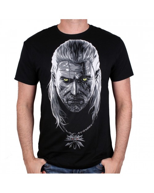 OFFICIAL WITCHER 3 - GERALT OF RIVIA WITH MEDALLION BLACK T-SHIRT