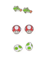 NINTENDO - SUPER MARIO BROS - YOSHI, EGG AND 1 UP MUSHROOM SET OF EARRINGS