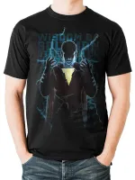 DC COMICS - SHAZAM (CAPTAIN MARVEL) LIGHTING TEXT BLACK T-SHIRT