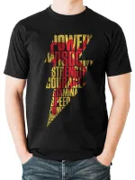 DC COMICS - SHAZAM (CAPTAIN MARVEL) LIGHTING BOLT TEXT CUTOUT BLACK T-SHIRT