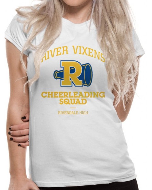 OFFICIAL ARCHIE COMICS - RIVERDALE RIVER VIXENS CHEERLEADING SQUAD WHITE FITTED T-SHIRT