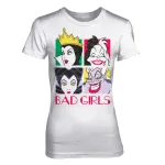 OFFICIAL DISNEY VILLAINS - 'BAD GIRLS' MALEFICENT, CRUELLA DE VIL, THE EVIL QUEEN, AND URSULA WHITE FITTED T-SHIRT