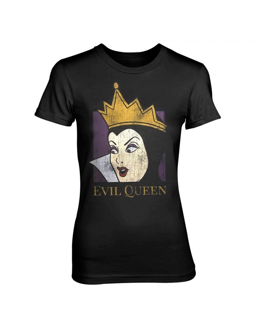OFFICIAL DISNEY VILLAINS - SNOW WHITE - THE EVIL QUEEN BLACK FITTED T-SHIRT