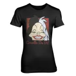 OFFICIAL DISNEY VILLAINS - CRUELLA DE VIL DISTRESSED PRINT BLACK FITTED T-SHIRT