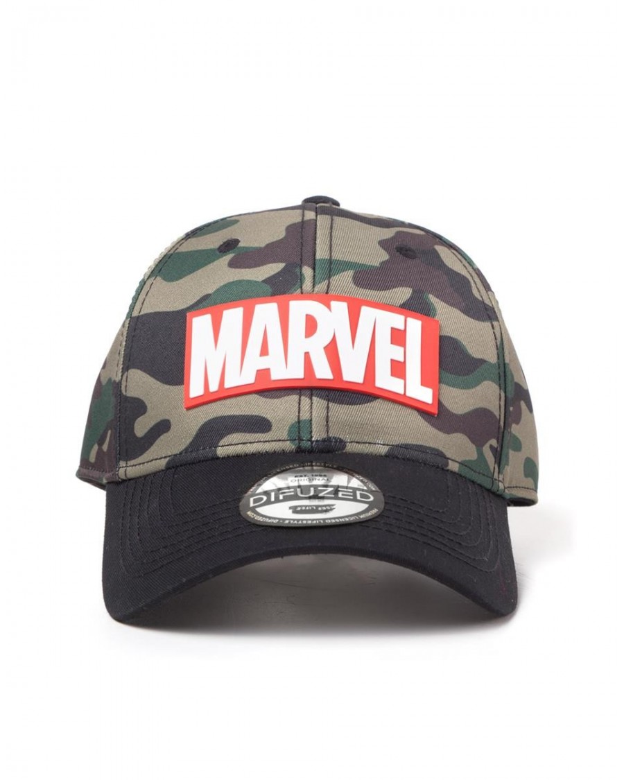 OFFICIAL MARVEL COMICS - RED LOGO CAMOUFLAGE CURVED BASEBALL CAP
