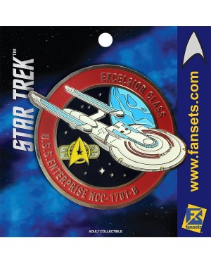 OFFICIAL STAR TREK - EXCELSIOR CLASS - U.S.S. ENTERPRISE NCC-1701-B FANSET METAL PIN BADGE
