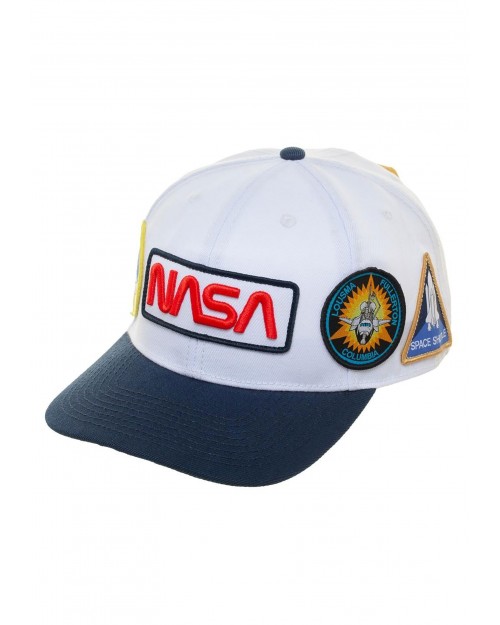 OFFICIAL NASA WORM LOGO AND SYMBOLS WHITE BASEBALL SNAPBACK CAP 