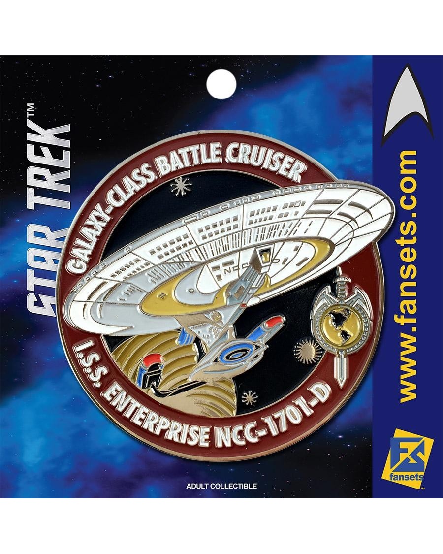 OFFICIAL STAR TREK - I.S.S. ENTERPRISE NCC-1701-D RED FANSET METAL PIN BADGE