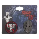 FRIDAY THE 13TH - JASON VOORHEES HOCKEY MASK & LOGO SET OF 2 METAL PIN BADGE