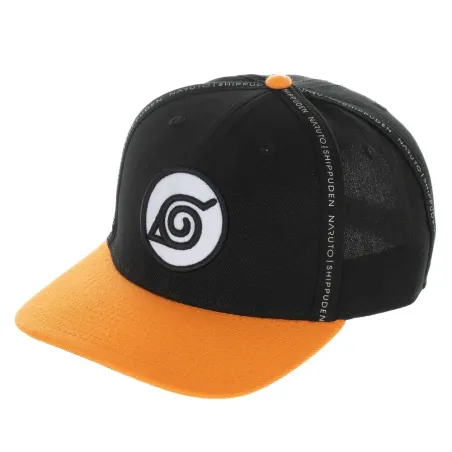 NARUTO SHIPPUDEN TAPING BLACK SNAPBACK CAP WITH PRINTED VISOR