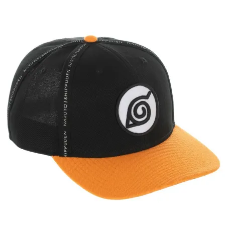 NARUTO SHIPPUDEN TAPING BLACK SNAPBACK CAP WITH PRINTED VISOR