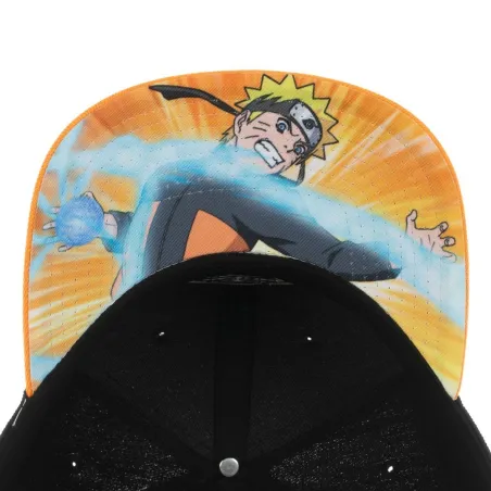 NARUTO SHIPPUDEN TAPING BLACK SNAPBACK CAP WITH PRINTED VISOR