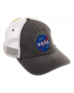 OFFICIAL NASA SYMBOL GREY TRUCKER MESH BASEBALL STRAPBACK CAP