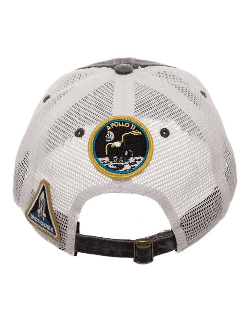 OFFICIAL NASA SYMBOL GREY TRUCKER MESH BASEBALL STRAPBACK CAP