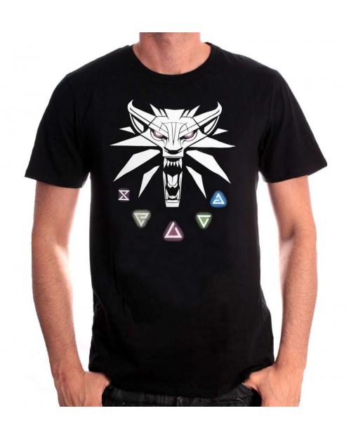 OFFICIAL WITCHER 3 - MEDALLION & SIGNS OF WITCHER BLACK T-SHIRT