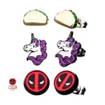 MARVEL COMICS - DEADPOOL UNICORN TACO SET OF 3 STUD EARRINGS