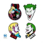 DC COMICS THE JOKER AND HARLEY QUINN 4 PIECE METAL PIN BADGE