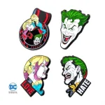 DC COMICS THE JOKER AND HARLEY QUINN 4 PIECE METAL PIN BADGE