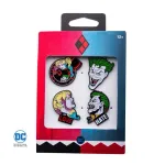 DC COMICS THE JOKER AND HARLEY QUINN 4 PIECE METAL PIN BADGE