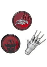 A NIGHTMARE ON ELM STREE GLOVE CLAW SET OF 3 METAL PIN BADGE