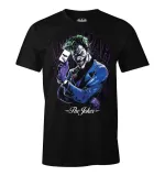 OFFICIAL DC COMICS THE JOKER LINE ART PRINT BLACK T-SHIRT