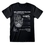 OFFICIAL STAR WARS MILLENNIUM FALCON FREIGHTER PLANS PRINT BLACK T-SHIRT