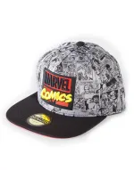 OFFICIAL MARVEL COMICS RETRO LOGO ALL OVER BLACK AND WHITE PRINT SNAPBACK CAP