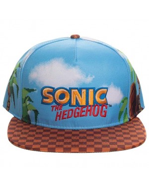 OFFICIAL SONIC THE HEDGEHOG LOGO GAME SCENE ALL OVER PRINT SNAPBACK CAP
