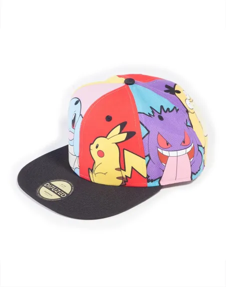 OFFICIAL NINTENDO POKEMON PIKACHU SQUIRTLE GENGAR POP ART ALL OVER PRINT SNAPBACK CAP