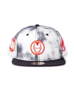 MARVEL COMICS AVENGERED SYMBOLS BLACK AND WHITE TYE DYE SNAPBACK CAP