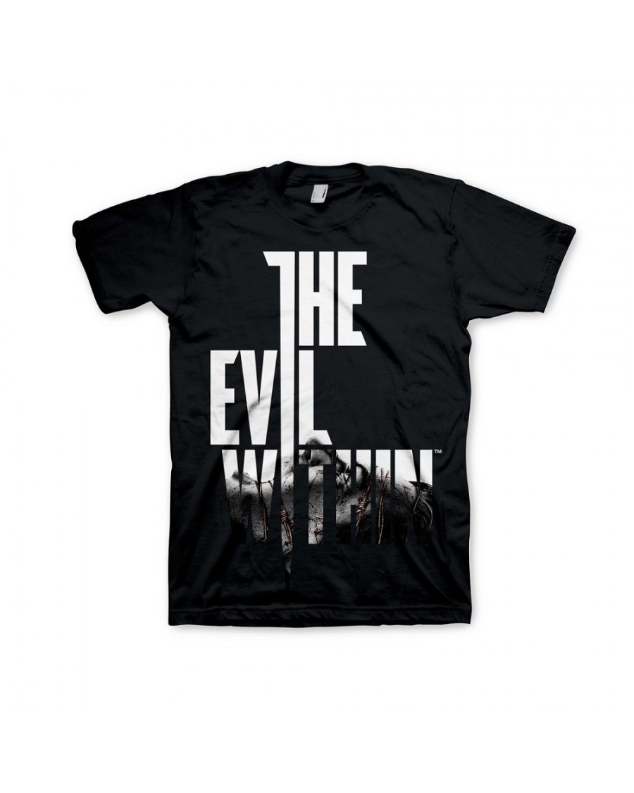 OFFICIAL BETHESDA THE EVIL WITHIN TEXT LOGO PRINT BLACK T-SHIRT