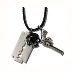 BICO I.D. OFFICER CUT SKULL CLUSTER CHARM NECKLACE