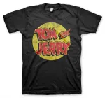 OFFICIAL TOM AND JERRY LOGO RETRO DISTRESSED PRINT BLACK T-SHIRT