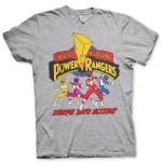 OFFICIAL MIGHTY MORPHIN POWER RANGERS 'MORPH INTO ACTION' DISTRESSED PRINT GREY T-SHIRT