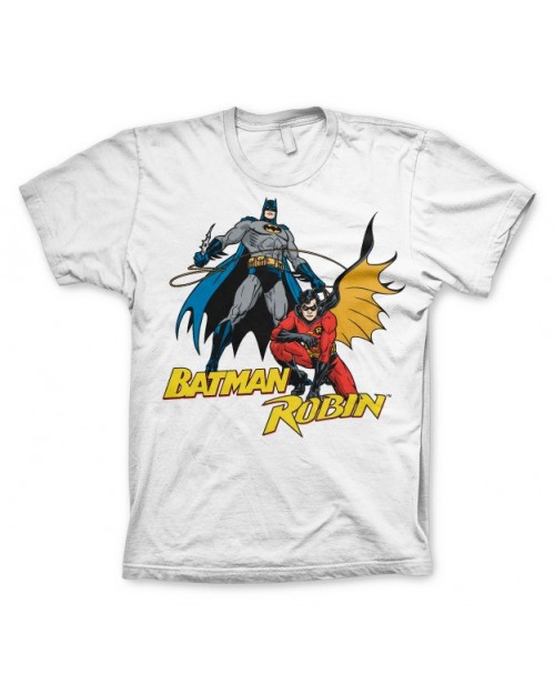 DC COMICS BATMAN & ROBIN RETRO PRINTWHITE T-SHIRT