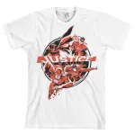 DC COMICS JUSTICE LEAGUE BATMAN, SUPERMAN, GREEN LANTERN & THE FLASH RED PRINT WHITE T-SHIRT