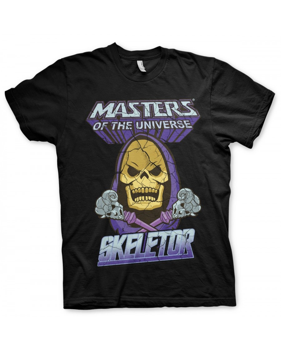 MASTERS OF THE UNIVERSE SKELETOR DISTRESSED PRINT BLACK T-SHIRT