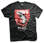 JAWS SHARK SMOKE ART DISTRESSED PRINT BLACK T-SHIRT