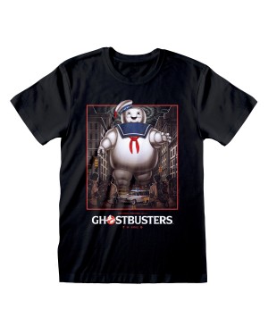OFFICIAL GHOSTBUSTERS STAY PUFT POSTER ART BLACK T-SHIRT