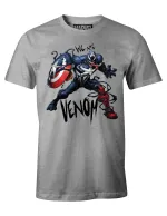 MARVEL COMICS VENOM v CAPTAIN AMERICA MASH UP 'WE ARE VENOM' GREY T-SHIRT