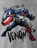 MARVEL COMICS VENOM v CAPTAIN AMERICA MASH UP 'WE ARE VENOM' GREY T-SHIRT