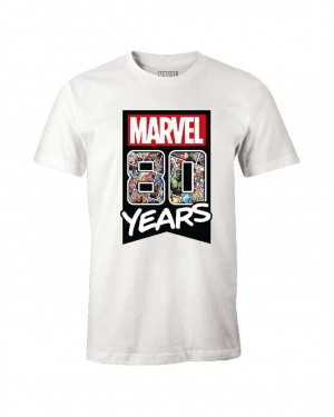 MARVEL COMICS 80 YEARS LIMITED EDITION PRINT WHITE T-SHIRT